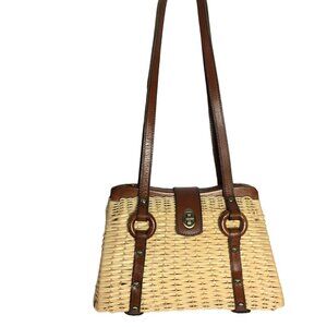Patricia Nash Marcianise Satchel Spring Wicker Bag Basket Shoulder Straps